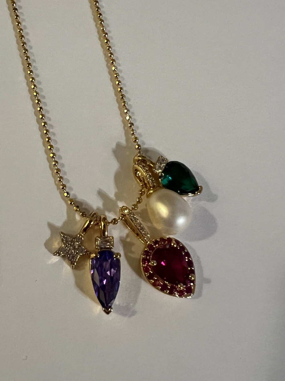 Kate Spade Light Up The Room Gold Tone Jewel Charm Necklace